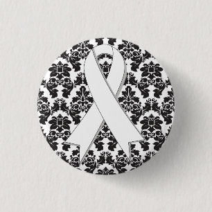 Badge Rond 2,50 Cm Ruban de perle Damask Cancer du poumon