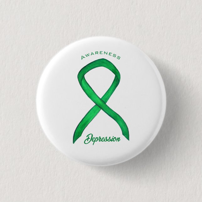 Badge Rond 2,50 Cm Ruban de sensibilisation à la dépression Épingles  (Devant)