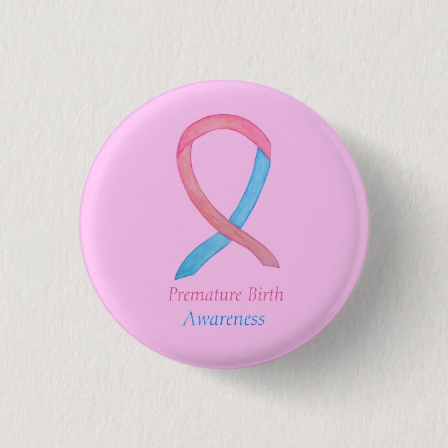 Badge Rond 2,50 Cm Ruban de sensibilisation à la naissance prématurée (Devant)