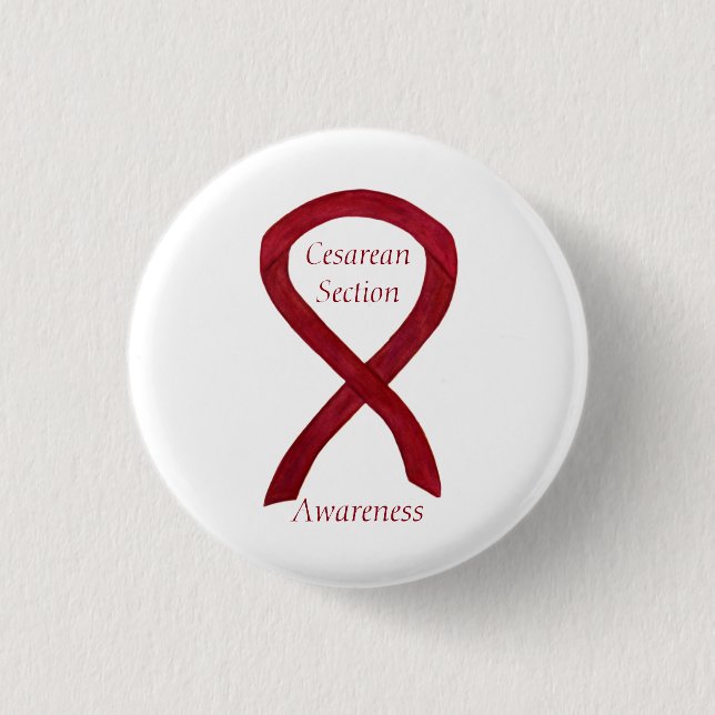 Badge Rond 2,50 Cm Ruban de sensibilisation à la section césarienne R (Devant)