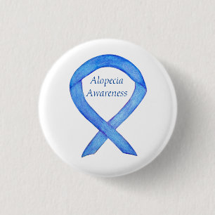 Badge Rond 2,50 Cm Ruban de sensibilisation à l'Alopécie Épingle d'ar