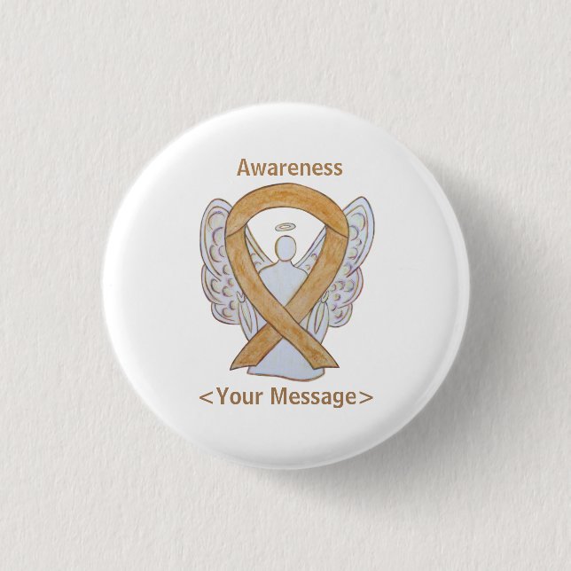 Badge Rond 2,50 Cm Ruban de sensibilisation à l'ambre Appendice Cance (Devant)