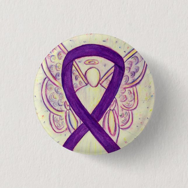 Badge Rond 2,50 Cm Ruban de sensibilisation à l'angle violet Épingles (Devant)
