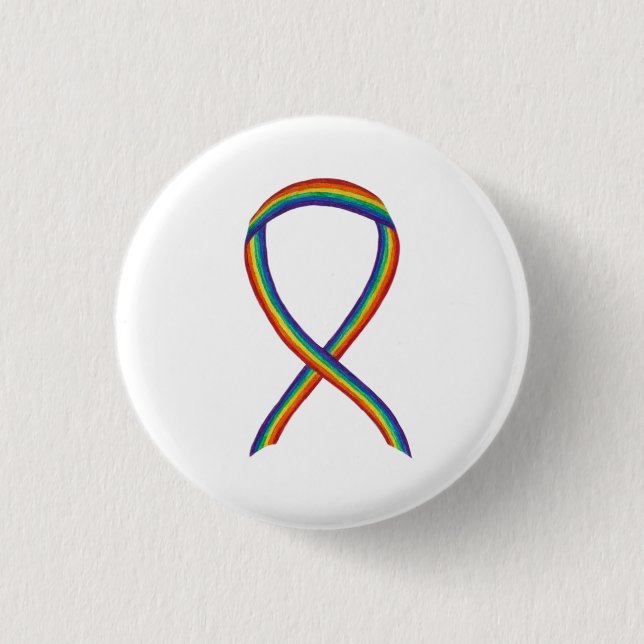 Badge Rond 2,50 Cm Ruban de sensibilisation à l'arc en ciel (Devant)