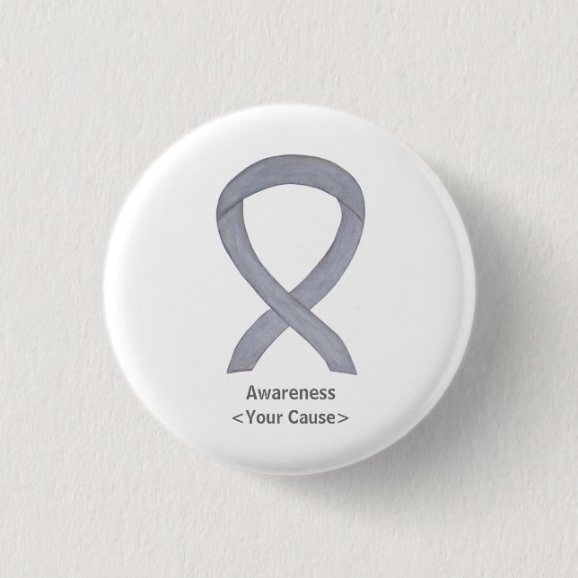 Badge Rond 2,50 Cm Ruban de sensibilisation à l'argent Pins d'art per (Devant)