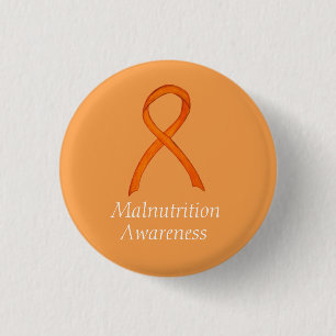 Badge Rond 2,50 Cm Ruban de sensibilisation à l'orange - Malnutrition
