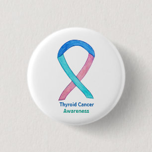 Badge Rond 2,50 Cm Ruban de sensibilisation au cancer du thyroïde Rub