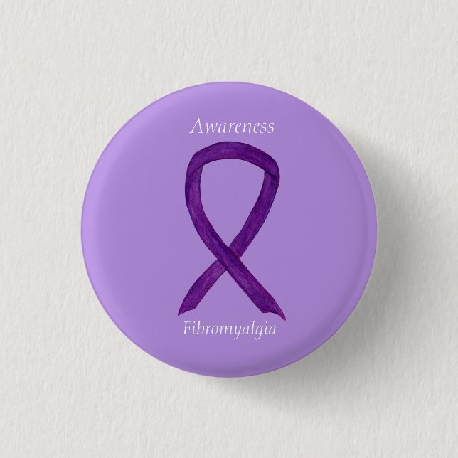 Badge Rond 2,50 Cm Ruban de sensibilisation Fibromyalgie Épingle d'ar (Devant)