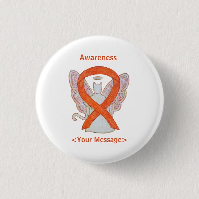 Badge Rond 2,50 Cm Ruban de sensibilisation orange Manteau Angle de c (Devant)