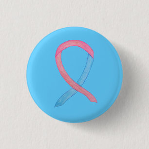 Badge Rond 2,50 Cm Ruban de sensibilisation rose et bleu - Pins perso
