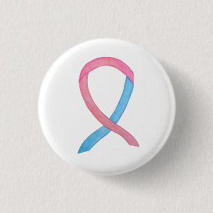 Badge Rond 2,50 Cm Ruban de sensibilisation rose et bleu - Pins perso