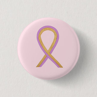 Badge Rond 2,50 Cm Ruban de sensibilisation rose et or Étiquettes de 