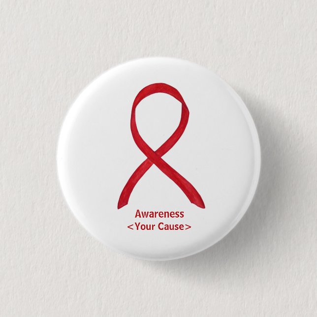 Badge Rond 2,50 Cm Ruban de sensibilisation rouge Pins d'art personna (Devant)