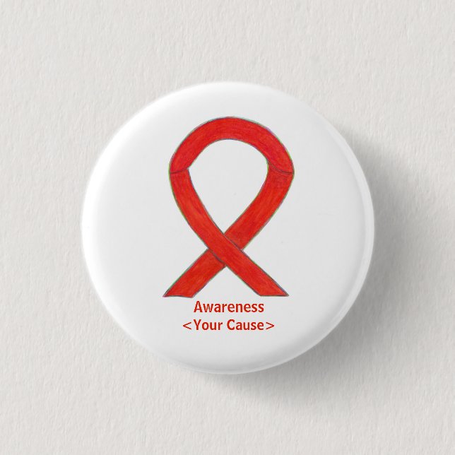 Badge Rond 2,50 Cm Ruban de sensibilisation rouge Pins d'art personna (Devant)