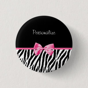 Badge Rond 2,50 Cm Ruban noir et blanc à la mode de rose d'impressio