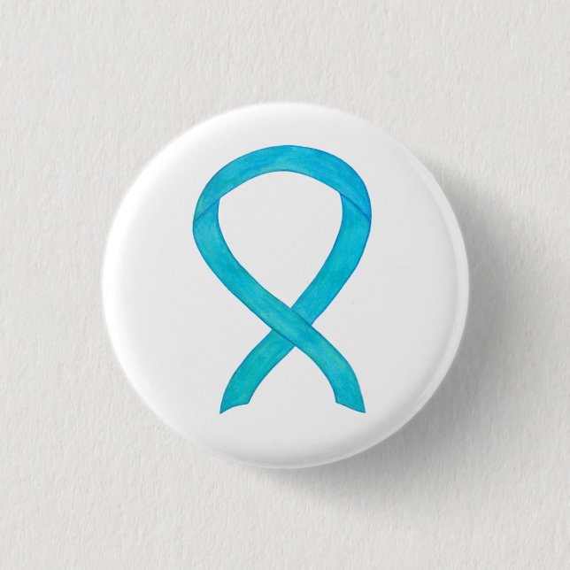 Badge Rond 2,50 Cm Ruban Turquoise Blue Awareness Personnalisé Pin (Devant)