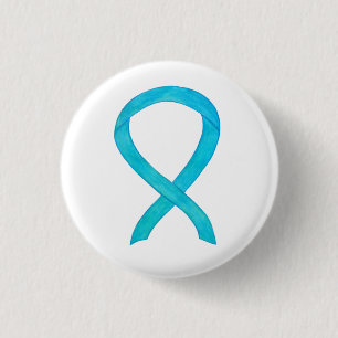 Badge Rond 2,50 Cm Ruban Turquoise Blue Awareness Personnalisé Pin