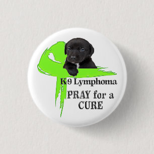 Badge Rond 2,50 Cm Ruban Vert de Lymphome Design de Chien Chiot