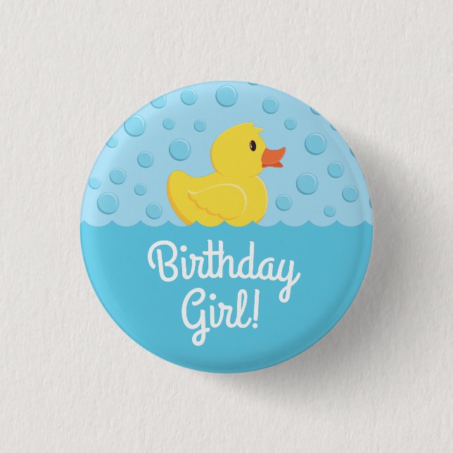 Badge Rond 2,50 Cm Rubber Ducky 1er Anniversaire Fête Enfants bébé (Devant)
