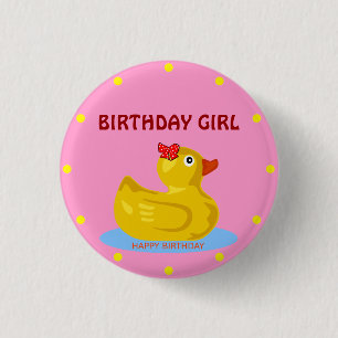 Badge Rond 2,50 Cm Rubber Ducky "Birthday Girl"
