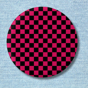 Badge Rond 2,50 Cm Ruby et Black À damiers Vintage