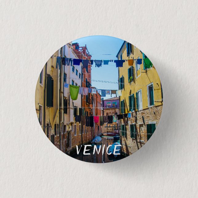 Badge Rond 2,50 Cm Rue à Venise avec lave-linge Italie (Devant)