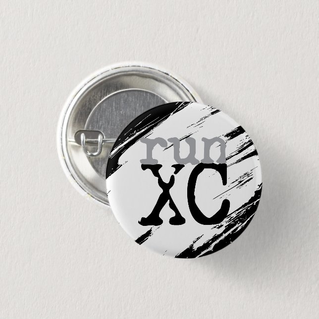 Badge Rond 2,50 Cm Run XC - Cross Country Runner Black White Grey (Devant & derrière)
