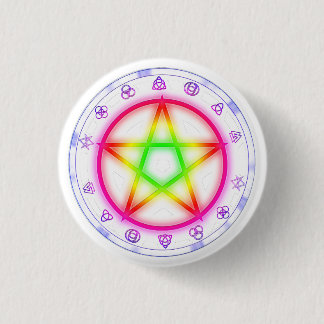 Badge Rond 2,50 Cm Runic Rainbow Pentacle Pagan Pride design