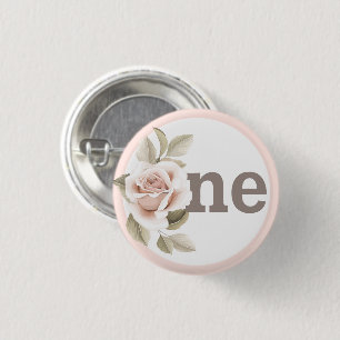 Badge Rond 2,50 Cm Rustique Floral Shabby Chic Roses 1er anniversaire