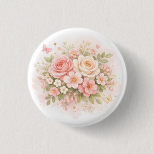 Badge Rond 2,50 Cm Sac à main élégant fleuri pastel
