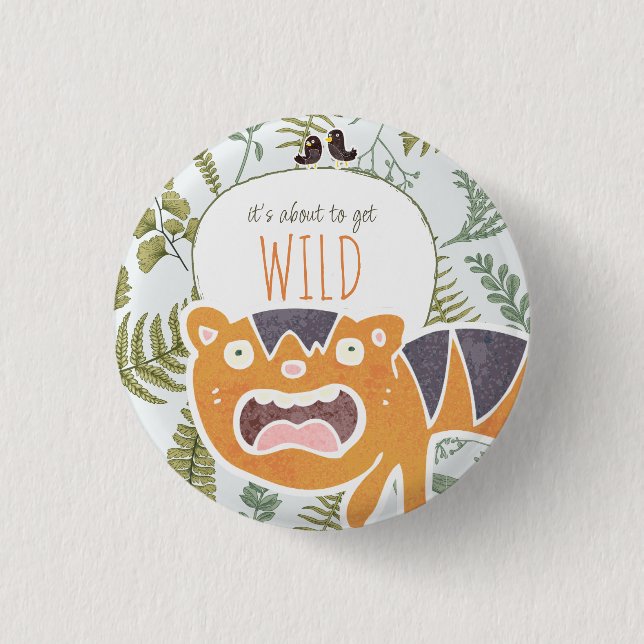 Badge Rond 2,50 Cm Safari sauvage Jungle Animaux Baby shower botaniqu (Devant)