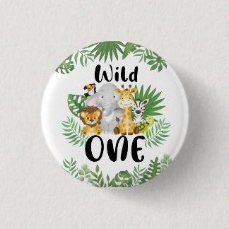 Badge Rond 2,50 Cm Safari Wild One 1er anniversaire