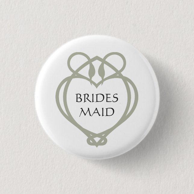 Badge Rond 2,50 Cm Sage Green Irish Celtic Swan Love noeud Bridesmaid (Devant)