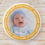 Badge Rond 2,50 Cm Saint-Baptême Simple moderne photo personnalisée<br><div class="desc">Ce design simple et moderne est composé de typographie serif et d'ajouter une photo personnalisée.</div>