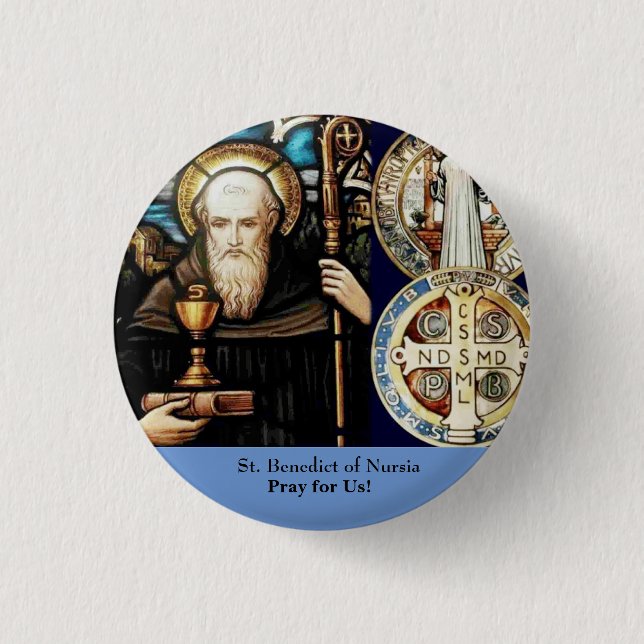 Badge Rond 2,50 Cm Saint Benoît de Nursia (Devant)