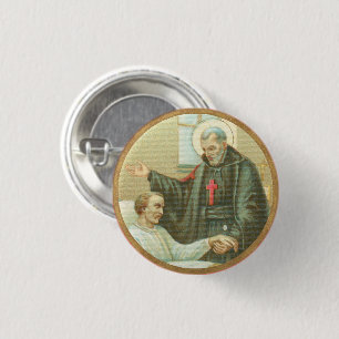 Badge Rond 2,50 Cm Saint Camille réconfortant un malade (M 021)