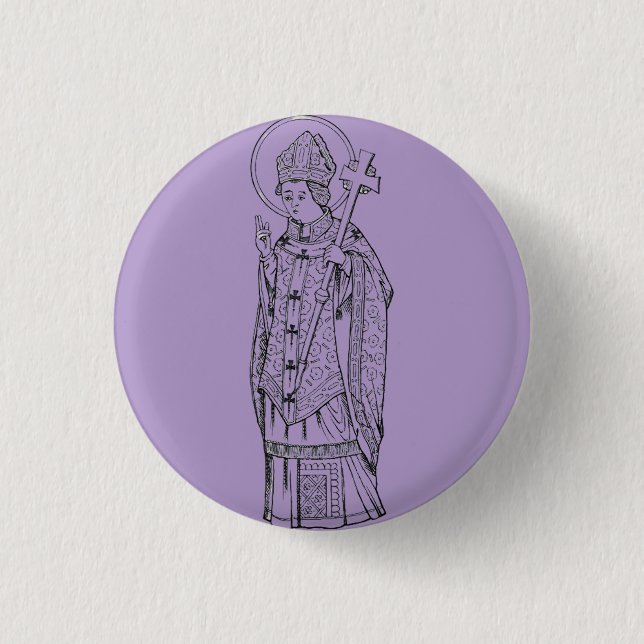 Badge Rond 2,50 Cm Saint Deiniol Abbé et Évêque (Devant)