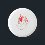 Badge Rond 2,50 Cm Saint-Esprit - Illustration de la colombe et des f<br><div class="desc">Belle illustration en or de Faux de colombe et flammes colorées comme représentation de l'Esprit Saint. Parfait pour la célébration de confirmation</div>