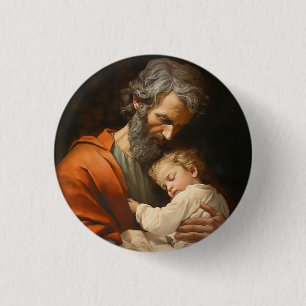 Badge Rond 2,50 Cm Saint Joseph avec l'enfant Jésus