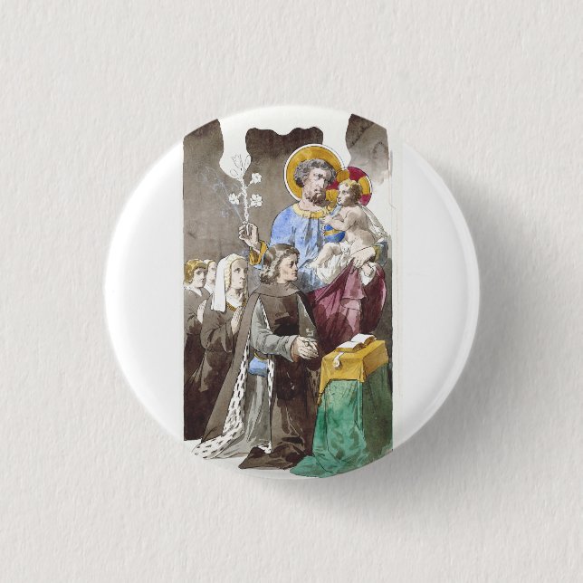 Badge Rond 2,50 Cm Saint Joseph Patron de l'Église universelle (Devant)