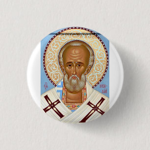 Badge Rond 2,50 Cm Saint Nicolas de Myre Art Orthodoxe Premium