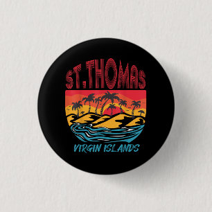 Badge Rond 2,50 Cm Saint Thomas Îles Vierges Plage de surf Ocean Va