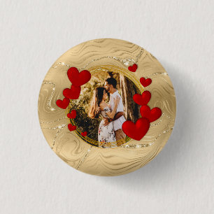 Badge Rond 2,50 Cm Saint-Valentin élégants, Amour, Cœurs rouges d'ann