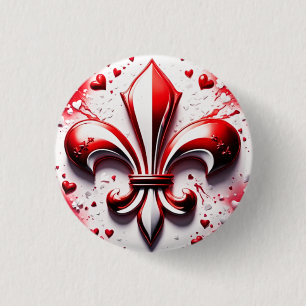 Badge Rond 2,50 Cm Saint Valentin Fleur De Lis
