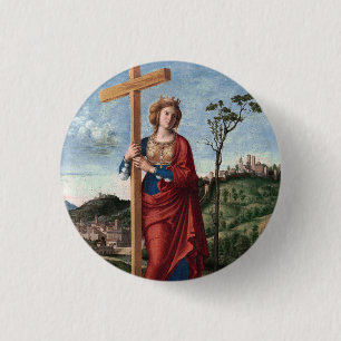 Badge Rond 2,50 Cm Sainte Hélène avec la Vraie Croix Art sacré