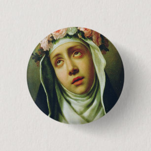 Badge Rond 2,50 Cm Sainte Rose de Lima L'Ange du Pérou Beaux-Arts