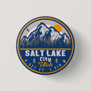 Badge Rond 2,50 Cm Salt Lake City Utah Ski Souvenir Retro Vintage 80s