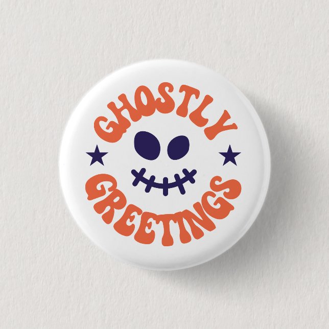 Badge Rond 2,50 Cm salutations fantômes, halloween (Devant)