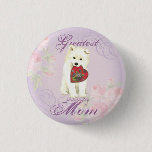 Badge Rond 2,50 Cm Samoyed Heart Maman
