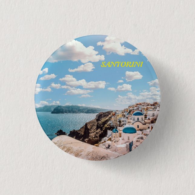 Badge Rond 2,50 Cm Santorin, Grèce Beach House (Devant)